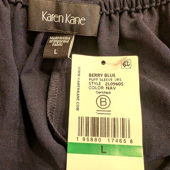 Karen Kane Navy Blue Fit And Flare Puff Sleeve Tea-Length Dress Size Large - Picture 8 of 11